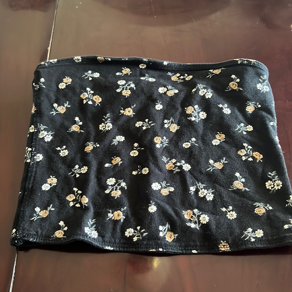 Black flowered tube top